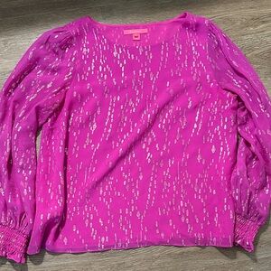 Lilly Pulitzer Fuchsia Blouse with Metallic Details
